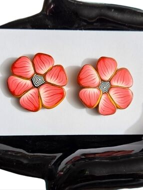 Artisan Crafted Clay Floral Earrings